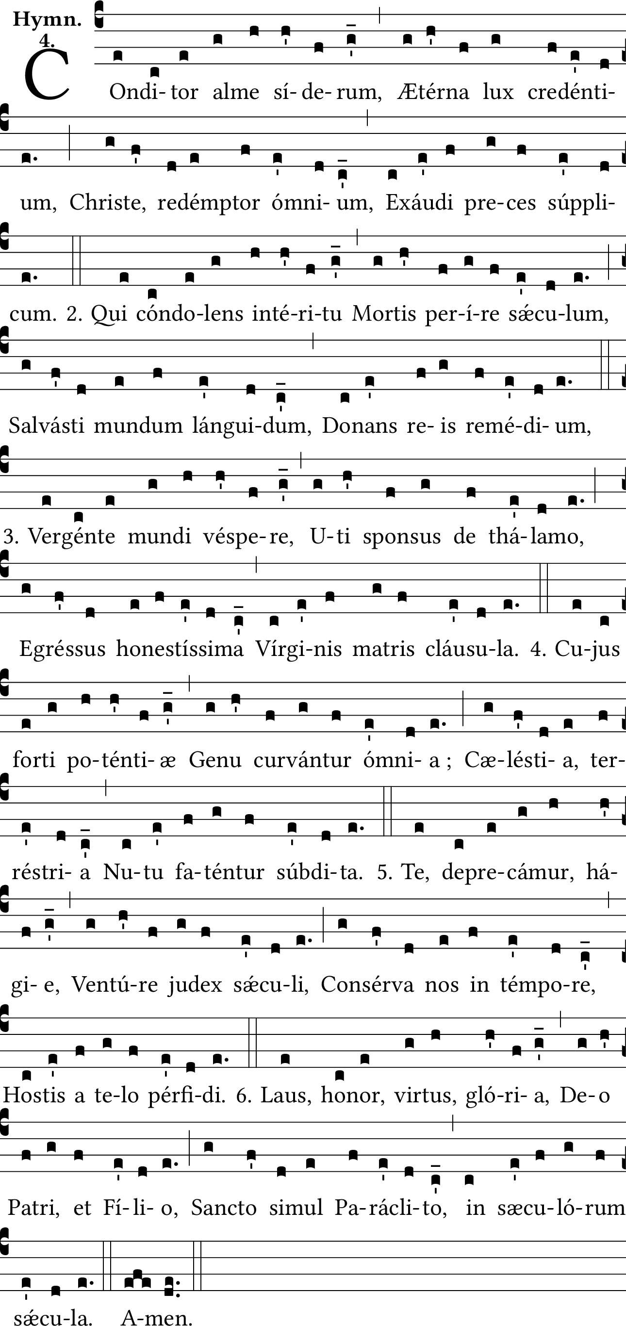 Partitura gregoriana Conditor Alme Siderum Solesmes