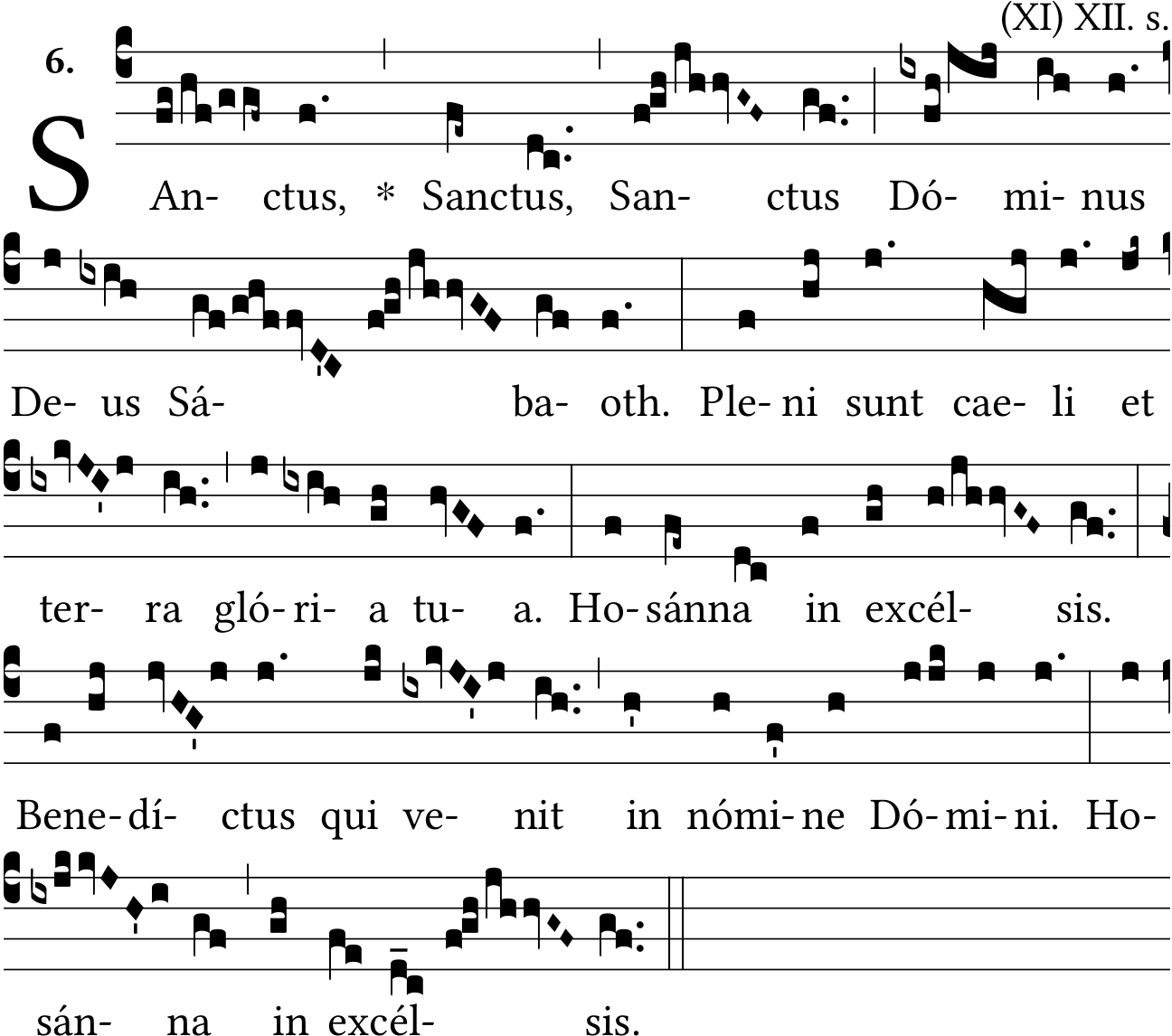 Partitura gregoriana Sanctus VIII De Angelis Solesmes