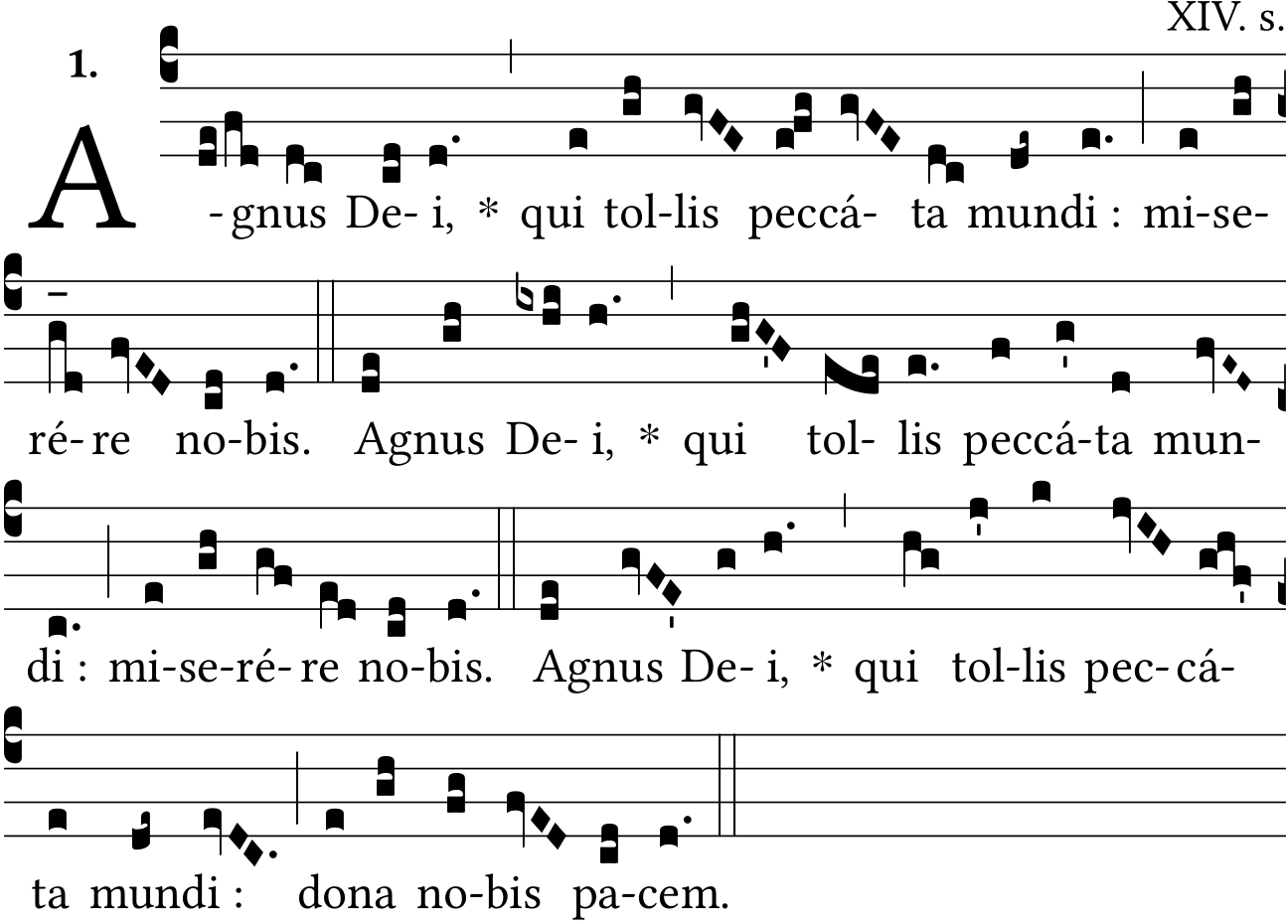 Partitura gregoriana Agnus Dei XI Solesmes