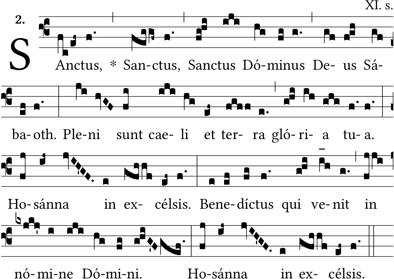 Partitura gregoriana Sanctus XI Solesmes